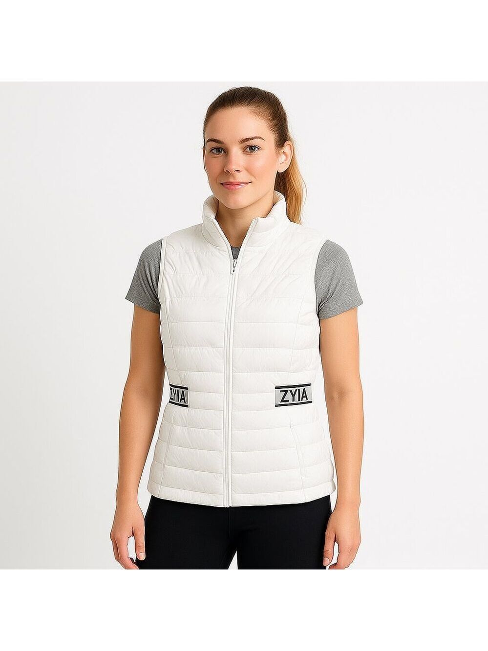 Zyia Active White Puffer Vest Women Large